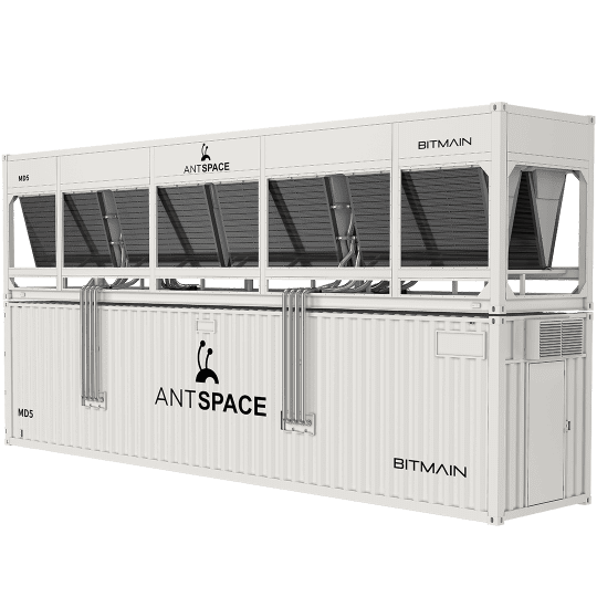 ANTSPACE MD5 mining container specifications and dry tower details with certifications and power ratings